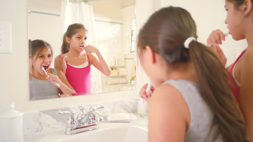 Girl Masterbates In Bathroom
 Two Young Girls Look In The Mirror In The Bathroom