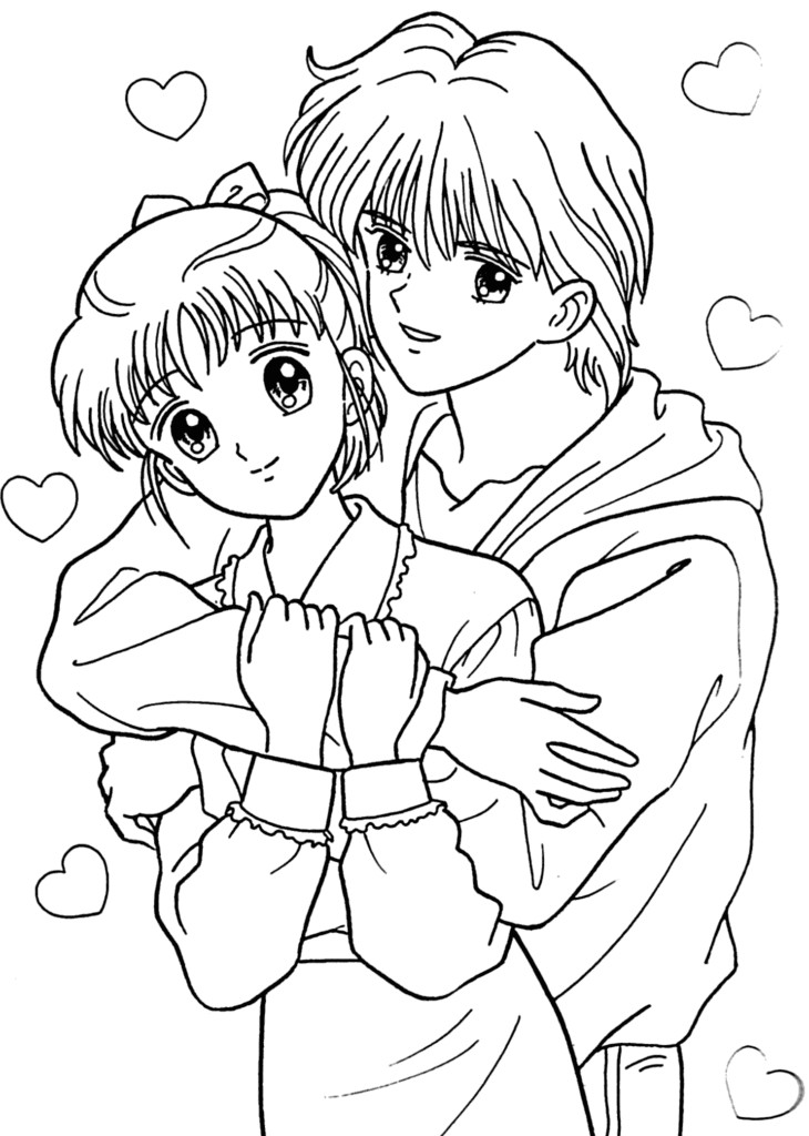 Girls And Boys Coloring Pages
 Boy And Girl Kissing Coloring Pages
