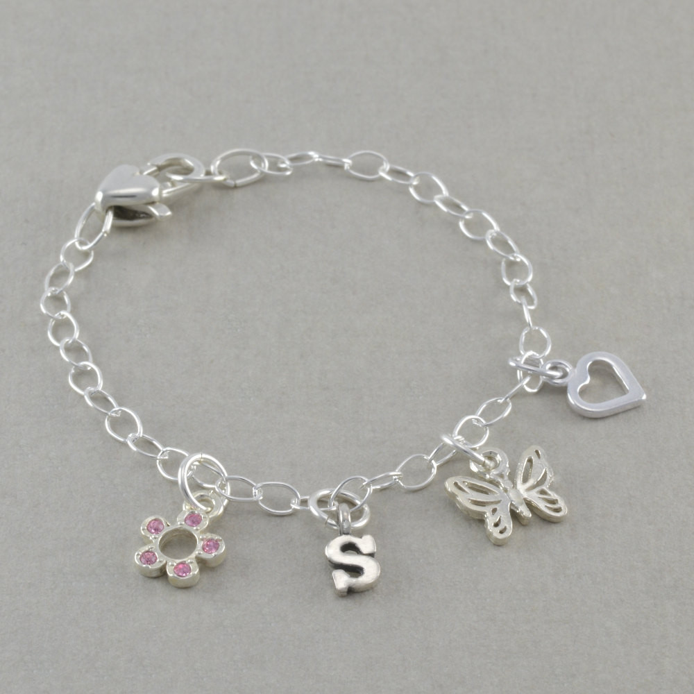 Girls Charm Bracelet
 Flower Girl Bracelets Charm Bracelet by SixSistersBeadworks