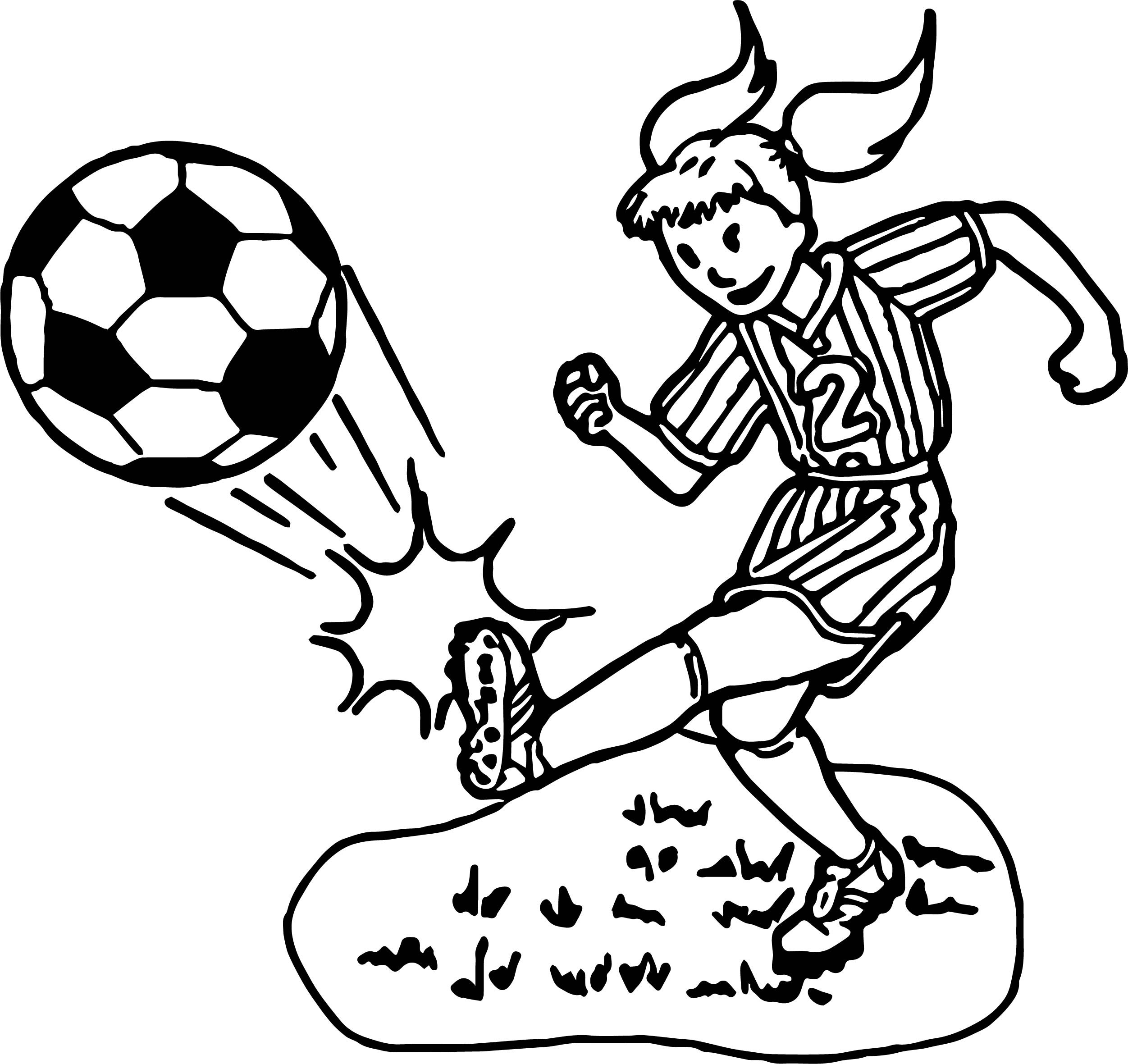 Girls Soccer Coloring Pages
 Kid Girl Playing Soccer Playing Football Coloring Page