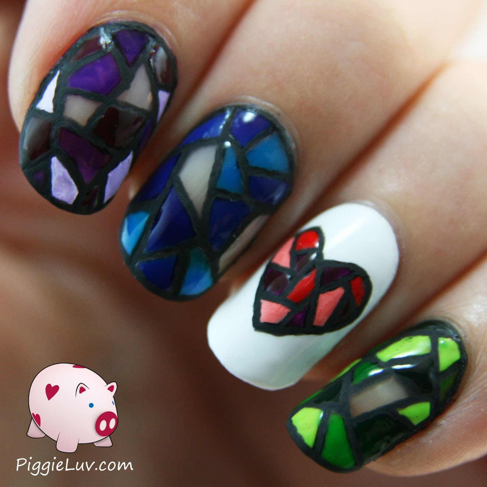 Glass Nail Art
 PiggieLuv Stained glass twin nails