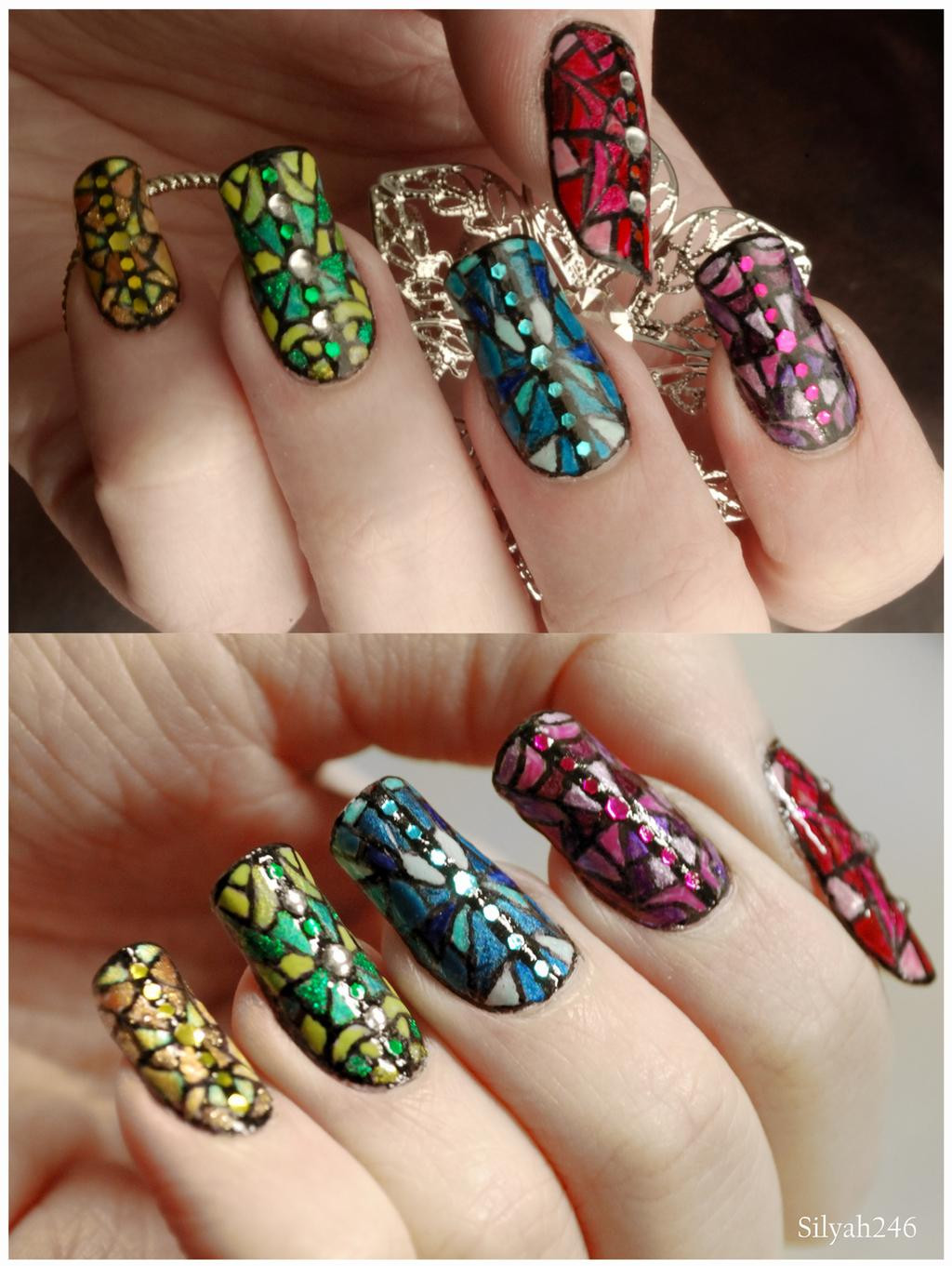 Glass Nail Art
 Stained Glass Nail Art by Silyah246 on DeviantArt