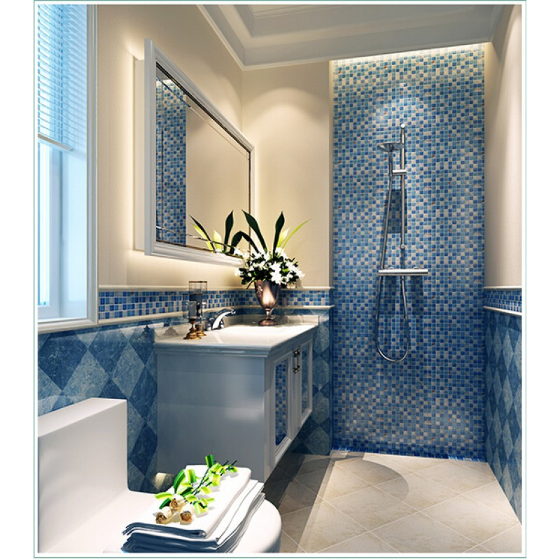 Glass Tile Bathroom Floor
 Crystal Resin Conch Tile Kitchen Backsplash Bathroom