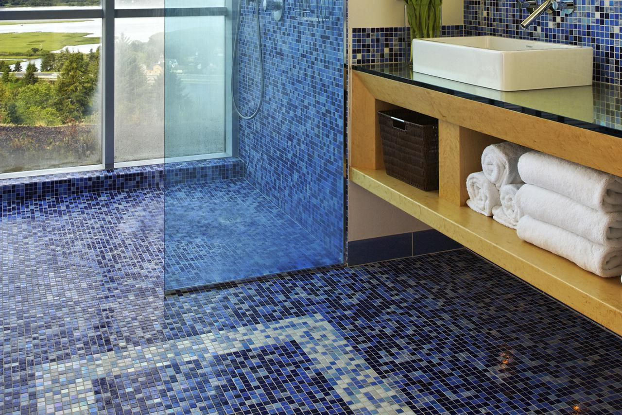 Glass Tile Bathroom Floor
 The Pros and Cons of Mosaic Glass Tile Flooring