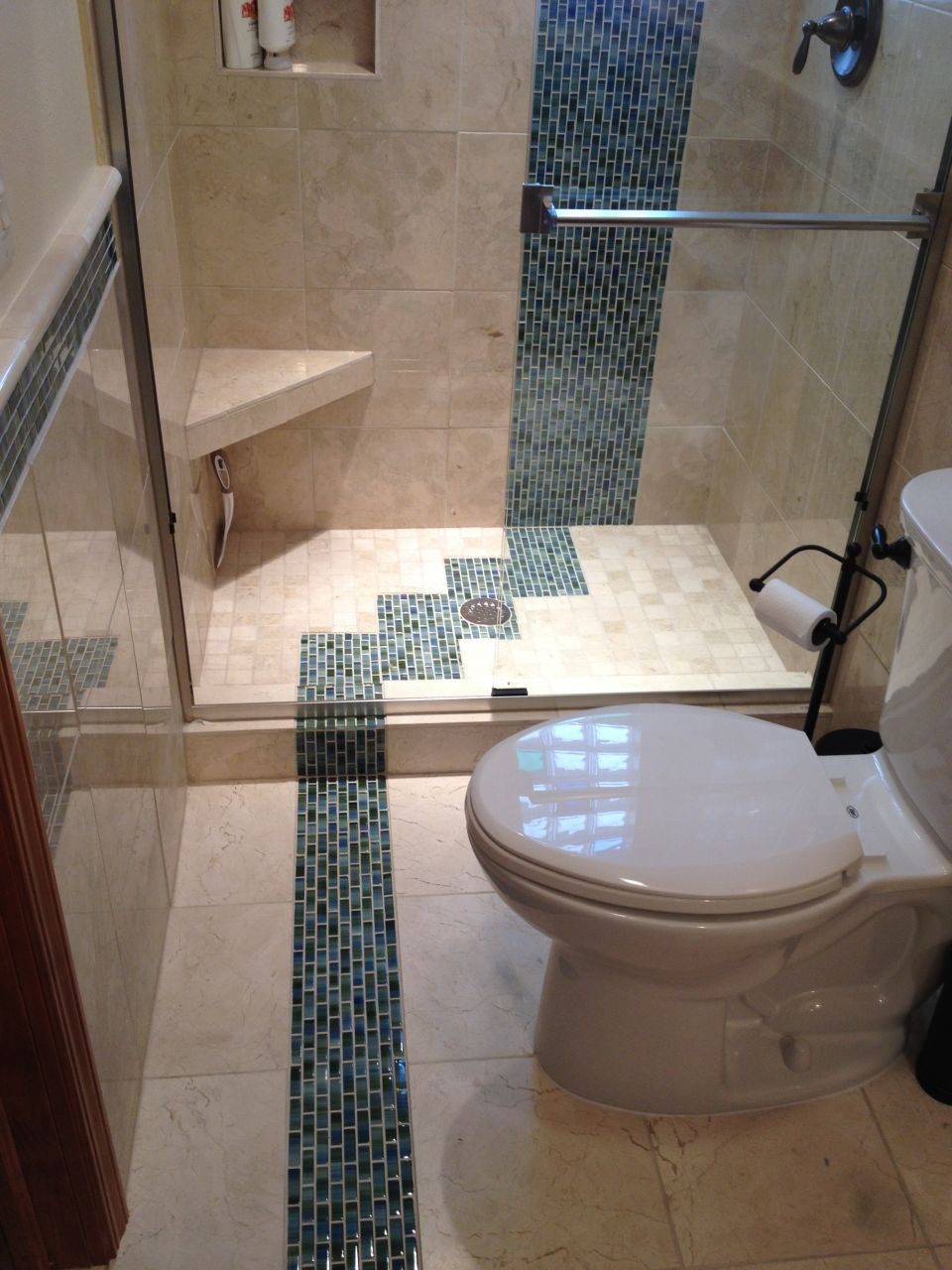 Glass Tile Bathroom Floor
 5’ x 8’ Luxury Bathroom Remodeling Frosted & Colored Glass