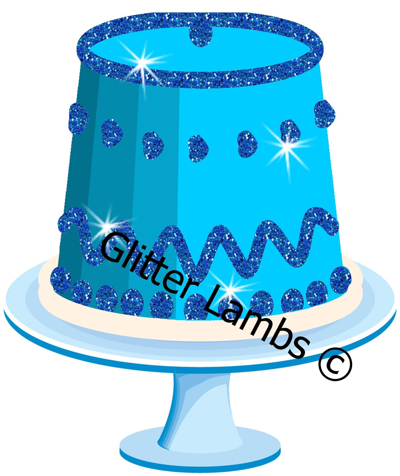 Glitter Birthday Cake
 Glitter Lambs Blue Glitter Birthday Party Cake Clipart