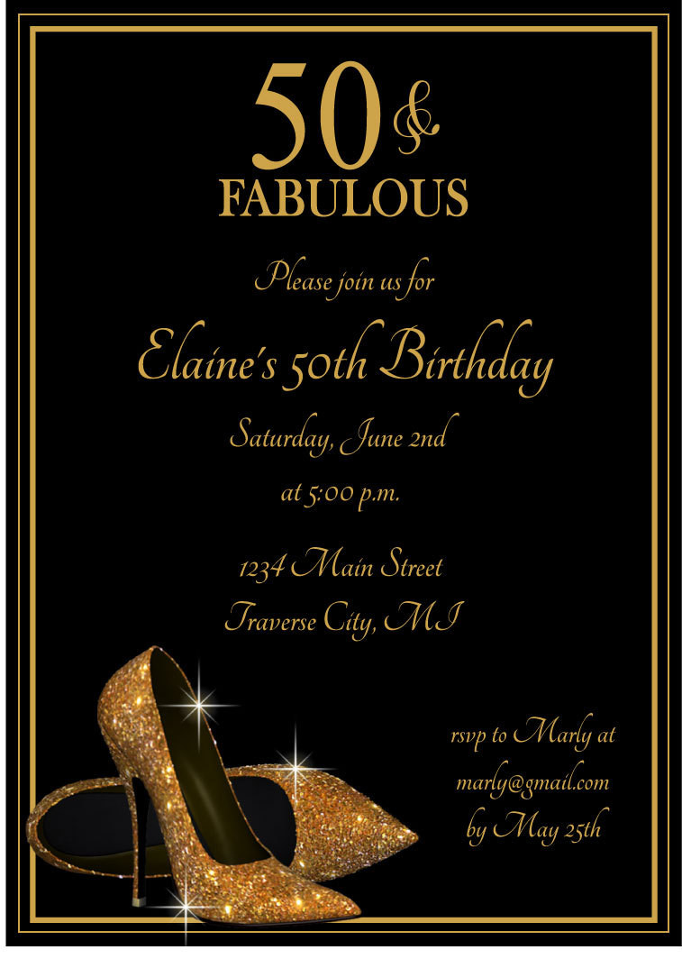 Glitter Birthday Invitations
 Gold Glitter Shoes Adult Birthday Party Invitations