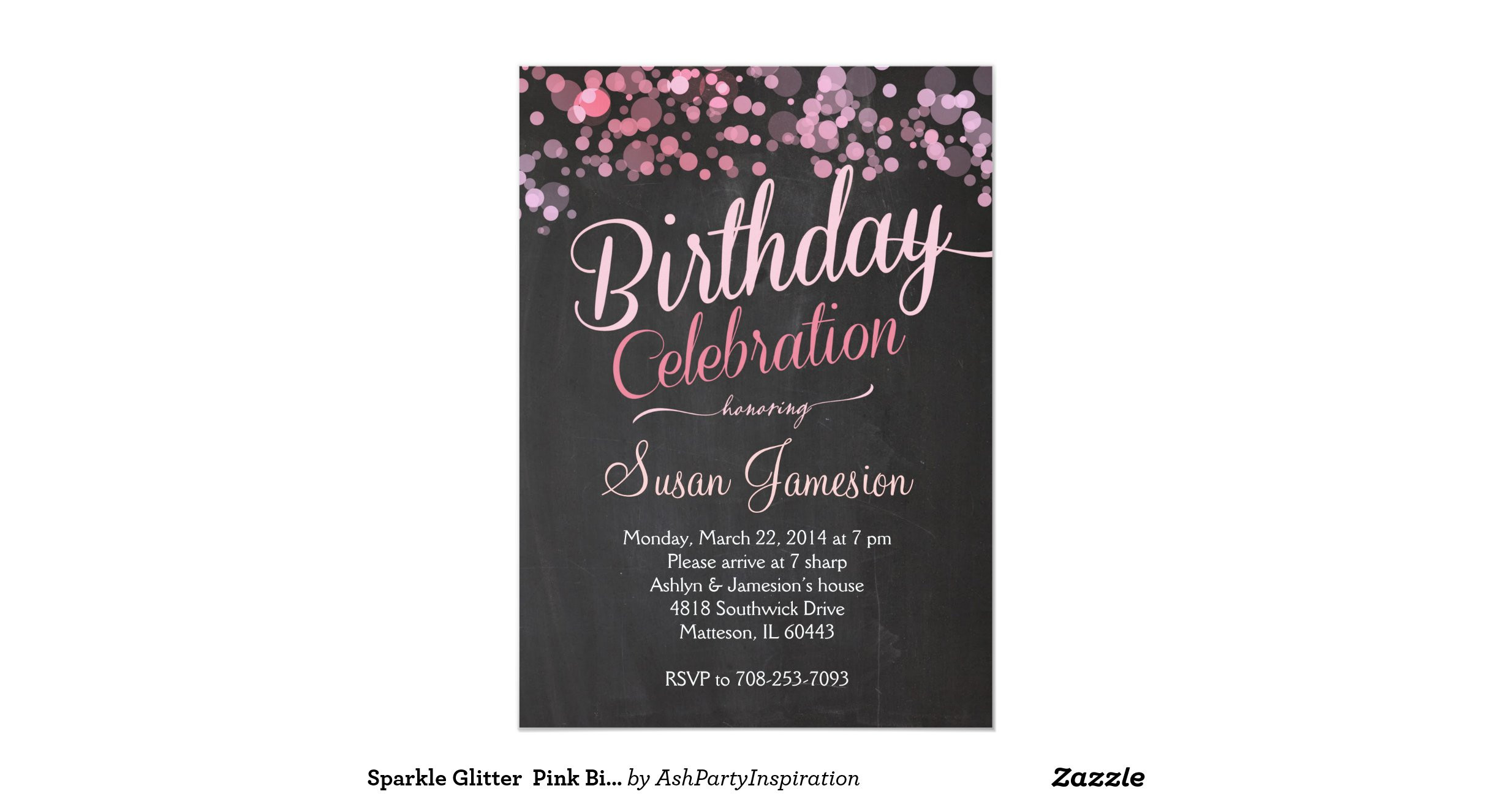 Glitter Birthday Invitations
 Sparkle Glitter Pink Birthday Invitation