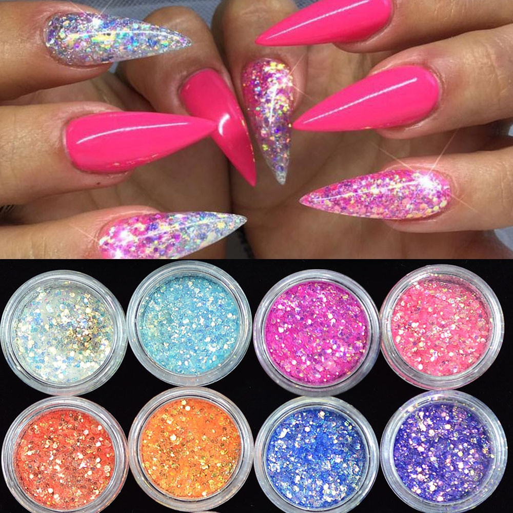 Glitter Dust For Nails
 1 Box Shiny Nail Sequins Glitter Tips UV Gel Nail Art