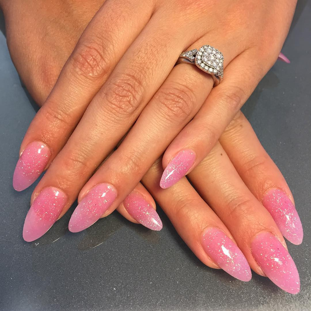 Glitter Tip Nails
 25 Pink Acrylic Nail Art Designs Ideas