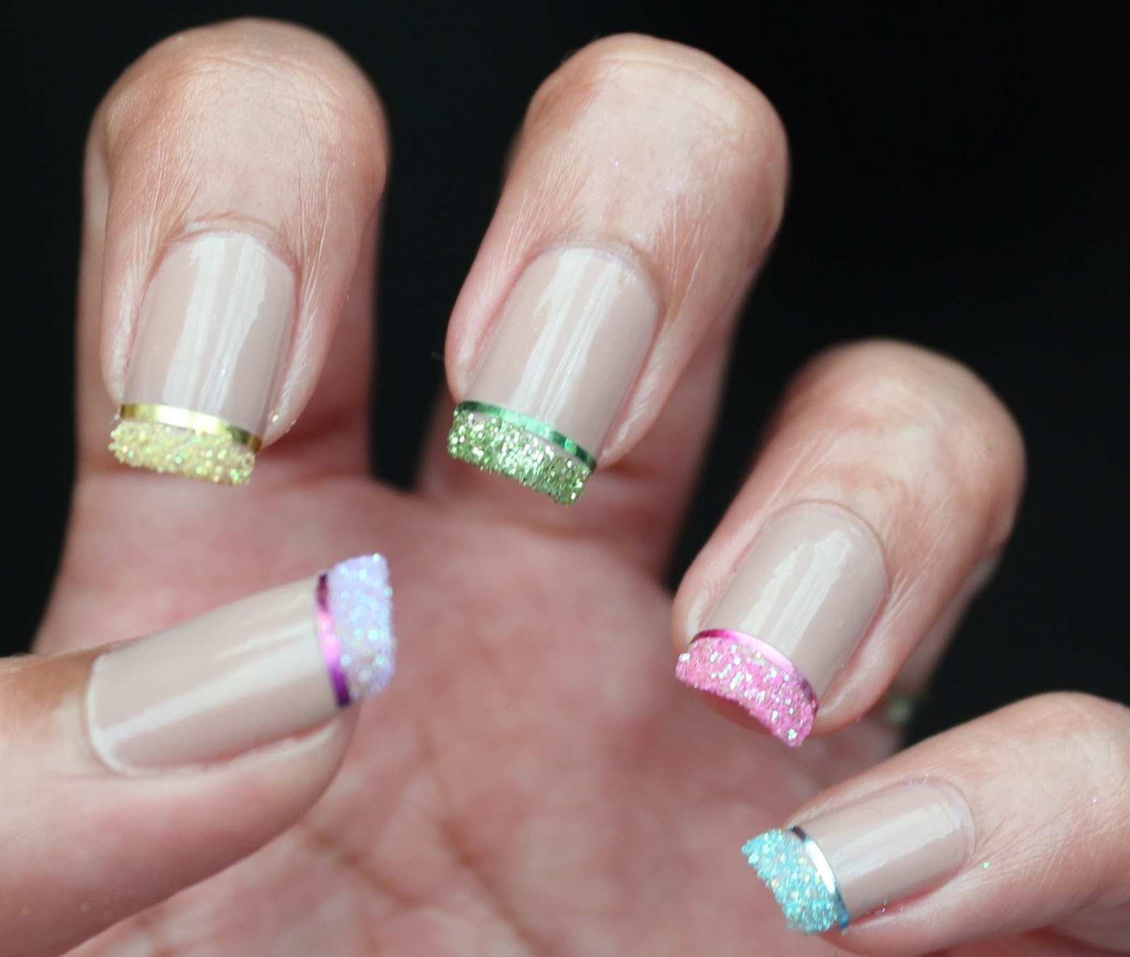 Glitter Tip Nails
 Nail Art Glamorously Done Glittered Foiled Tips