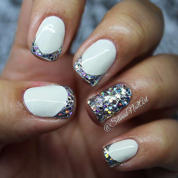 Glitter Tip Nails
 50 Most Beautiful Glitter French Tip Nail Art Design Ideas