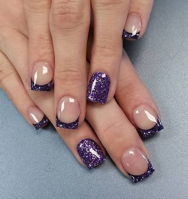 Glitter Tip Nails
 55 Best Purple Nail Art Designs