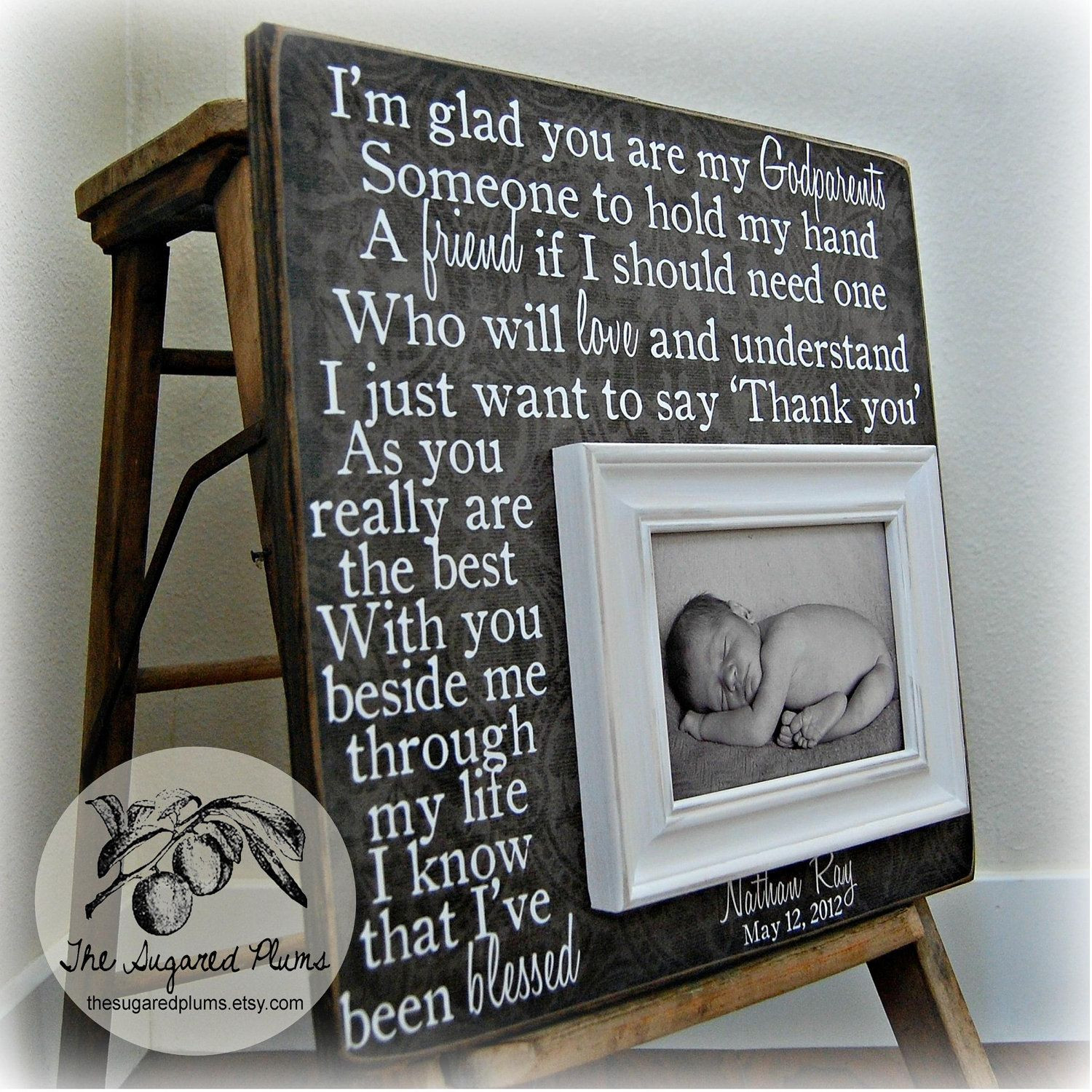 Godfather Gift Ideas For Christening
 Baptism Gifts for Godparents Picture Frame Christening