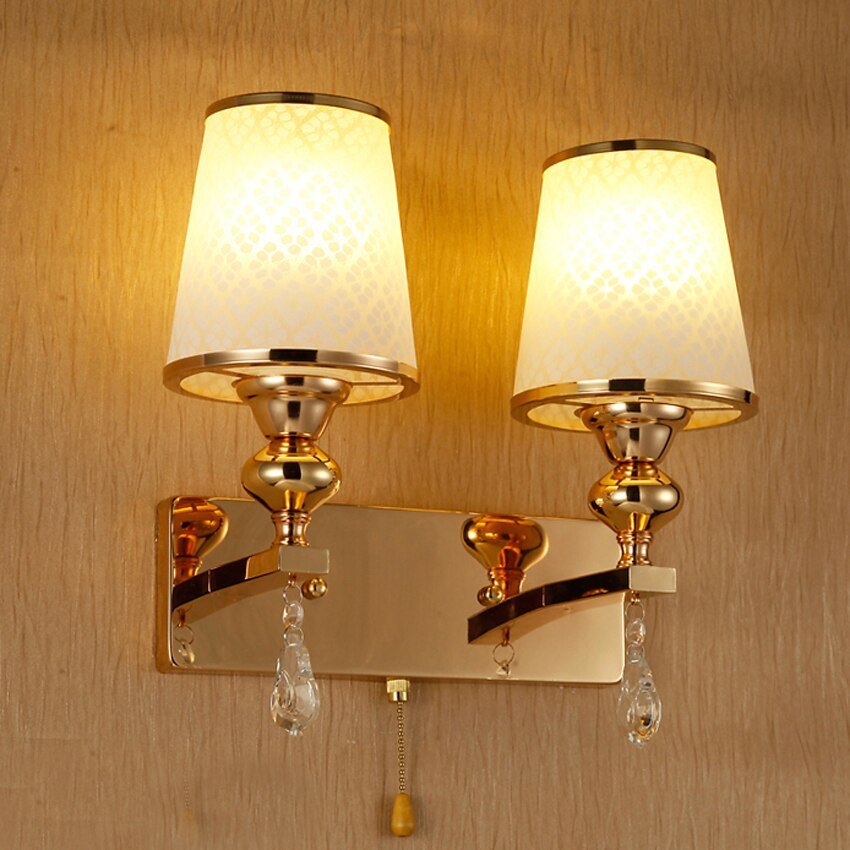 Gold Bathroom Light Fixtures
 Modern Simple Led wall lamps Gold color Rose Gold Crystal