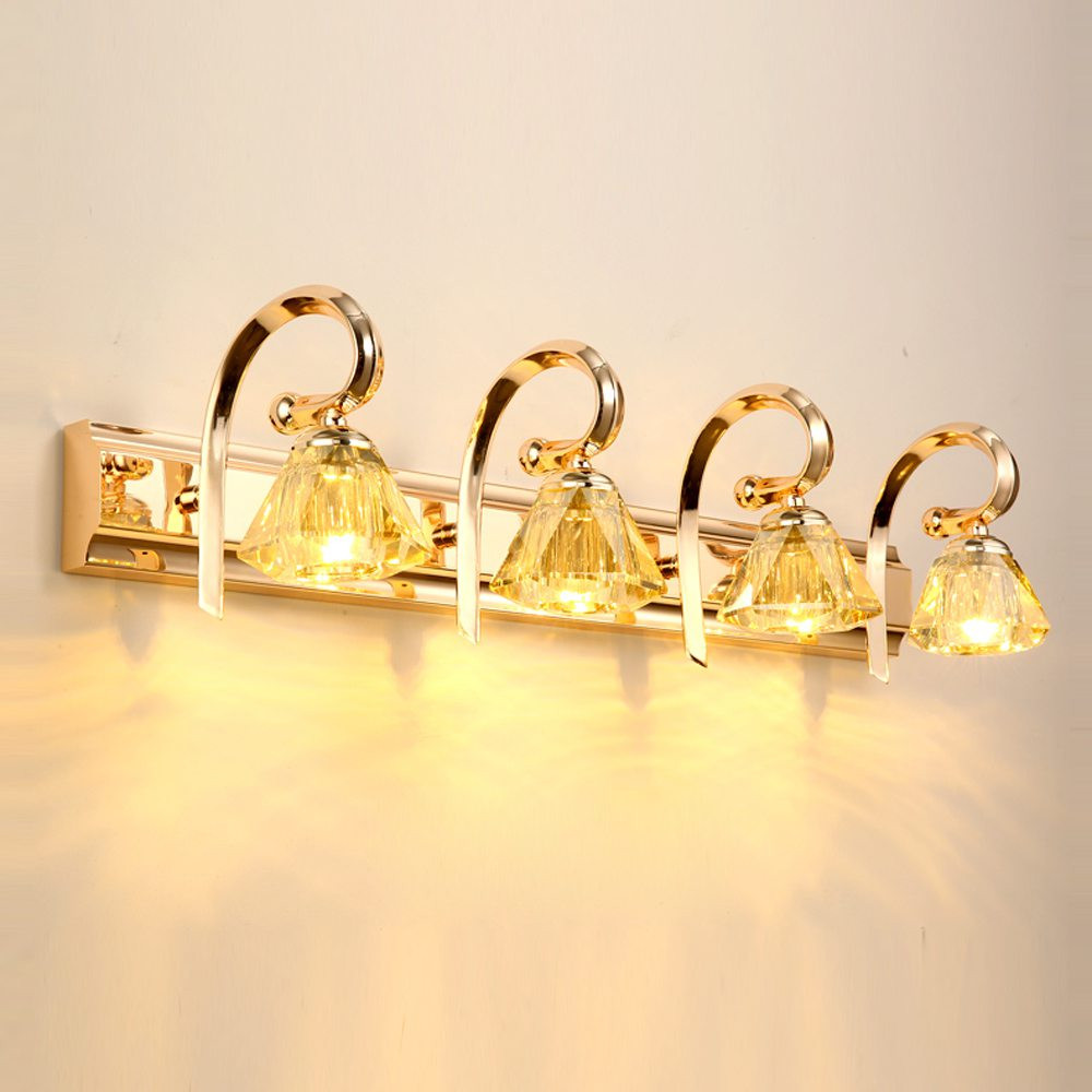 Gold Bathroom Light Fixtures
 LED Luxury Modern Gold Crystal Bathroom Wall Light