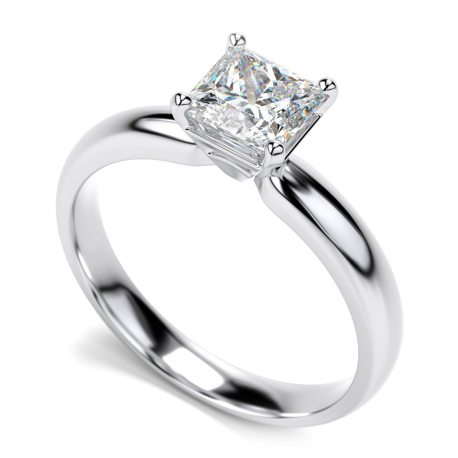 Gold Diamond Engagement Ring
 14K White Gold Diamond Princess Cut Solitaire Engagement