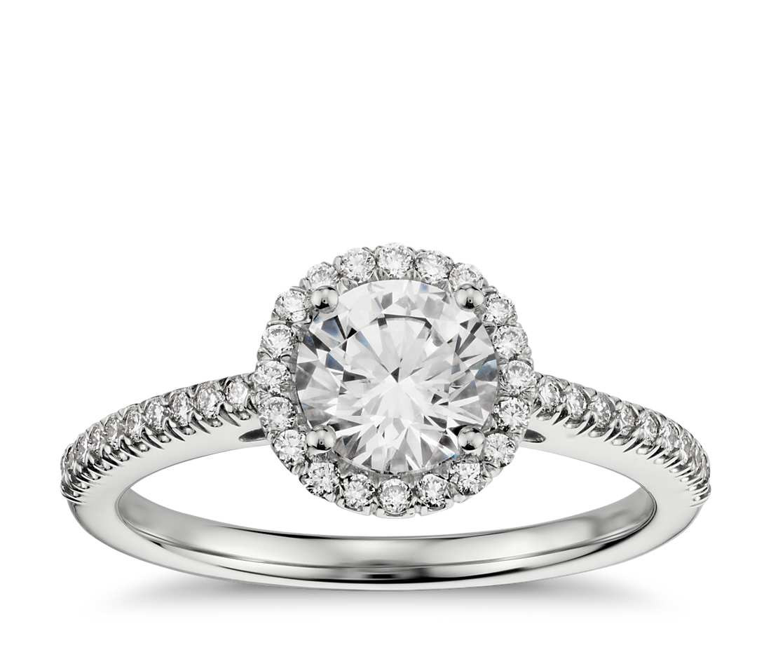 Gold Diamond Engagement Ring
 Classic Halo Diamond Engagement Ring in 14k White Gold 1