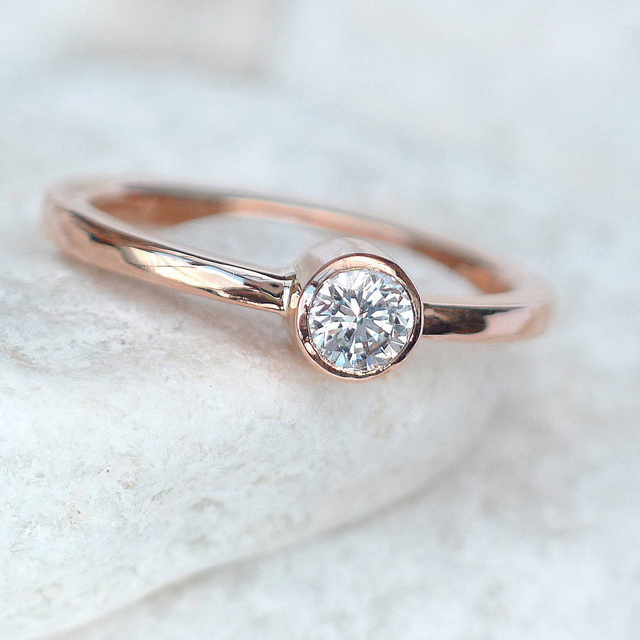 Gold Diamond Engagement Ring
 diamond engagement ring in 18ct rose gold by lilia nash