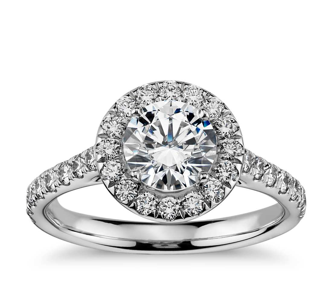 Gold Diamond Engagement Ring
 Round Halo Diamond Engagement Ring in 14k White Gold 1 2