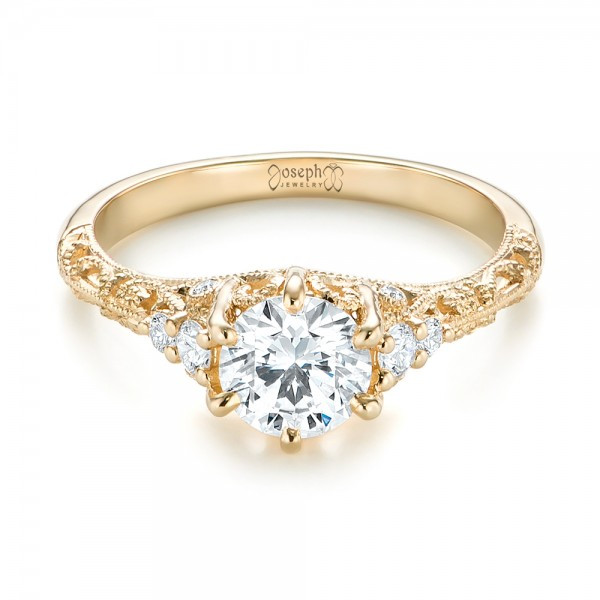 Gold Diamond Engagement Ring
 Custom Yellow Gold Diamond Engagement Ring