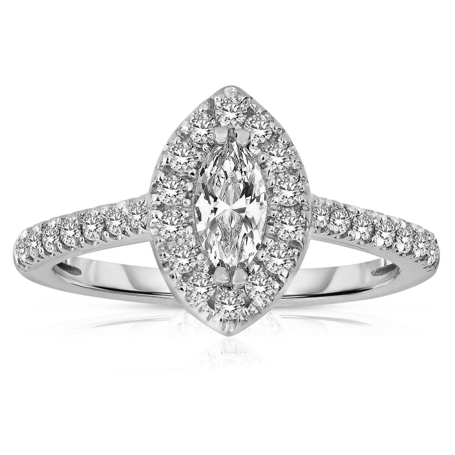 Gold Diamond Engagement Ring
 Half Carat Marquise cut Halo Diamond Engagement Ring in