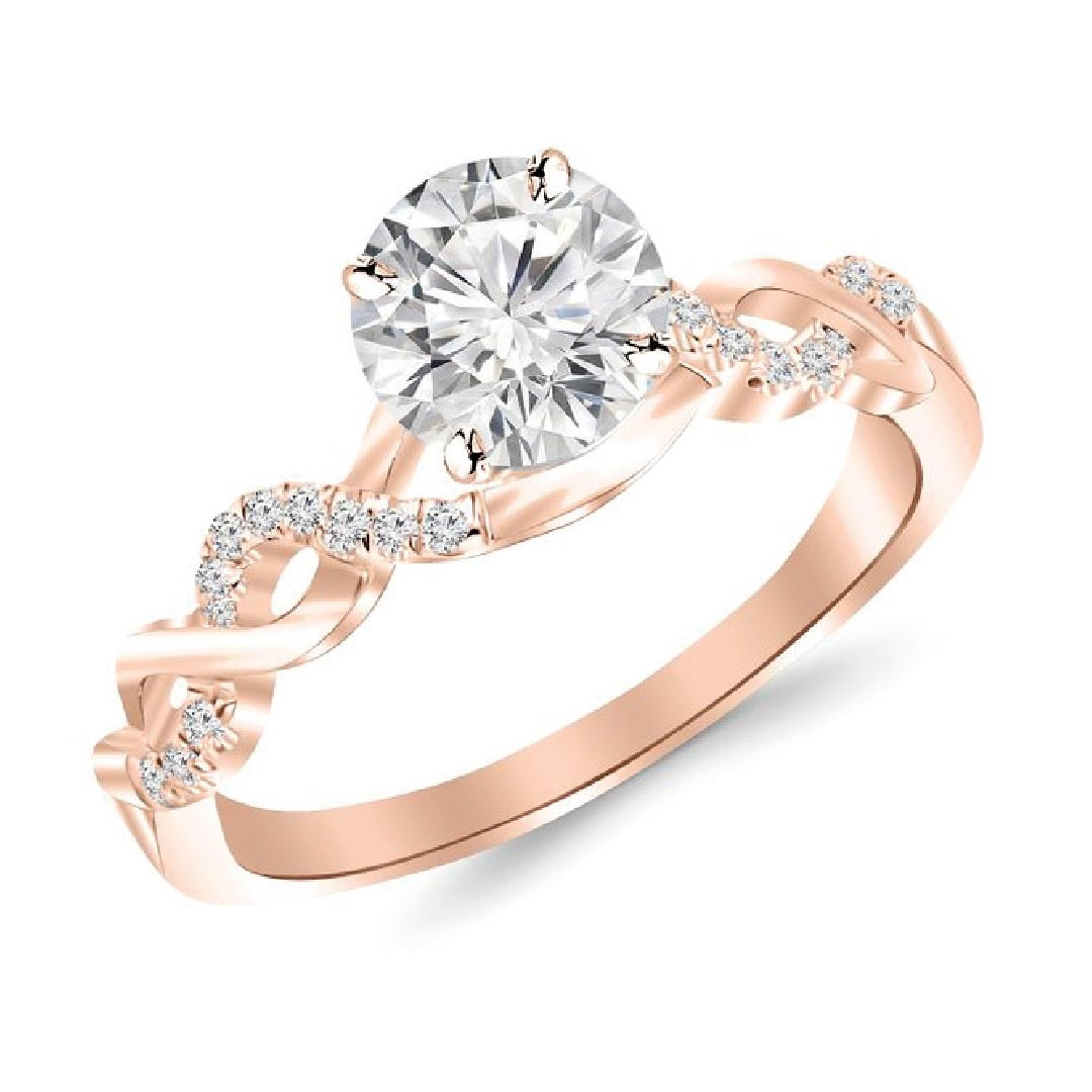Gold Diamond Engagement Ring
 0 5 Carat Twisting Infinity Gold and Diamond Split Shank