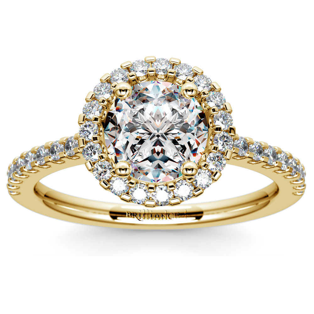 Gold Diamond Engagement Ring
 Halo Diamond Engagement Ring in Yellow Gold