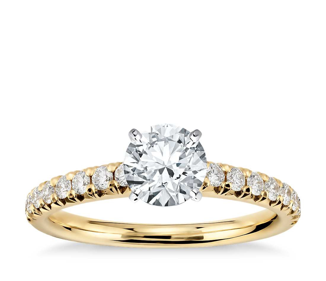 Gold Diamond Engagement Ring
 French Pavé Diamond Engagement Ring in 14k Yellow Gold 1