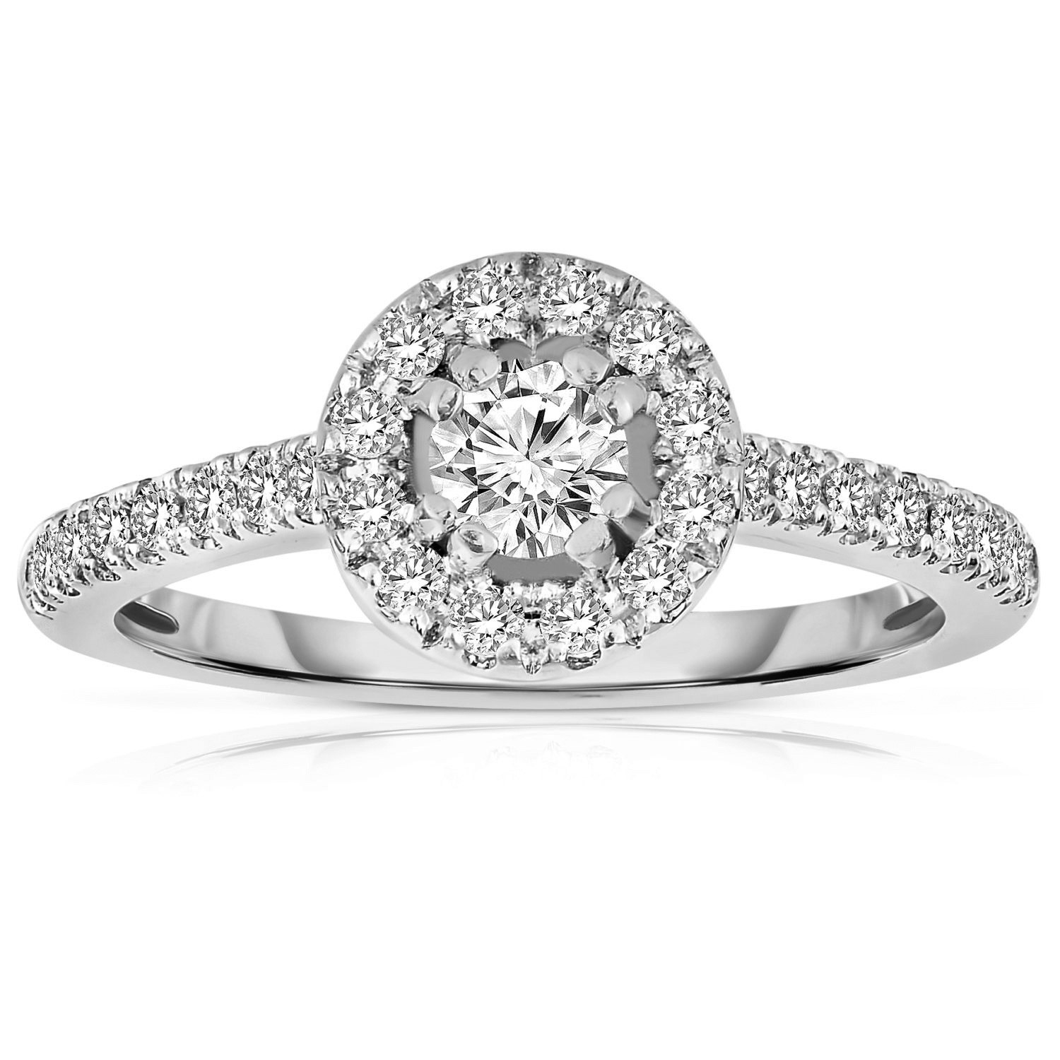 Gold Diamond Engagement Ring
 Half Carat Round cut Halo Diamond Engagement Ring in White