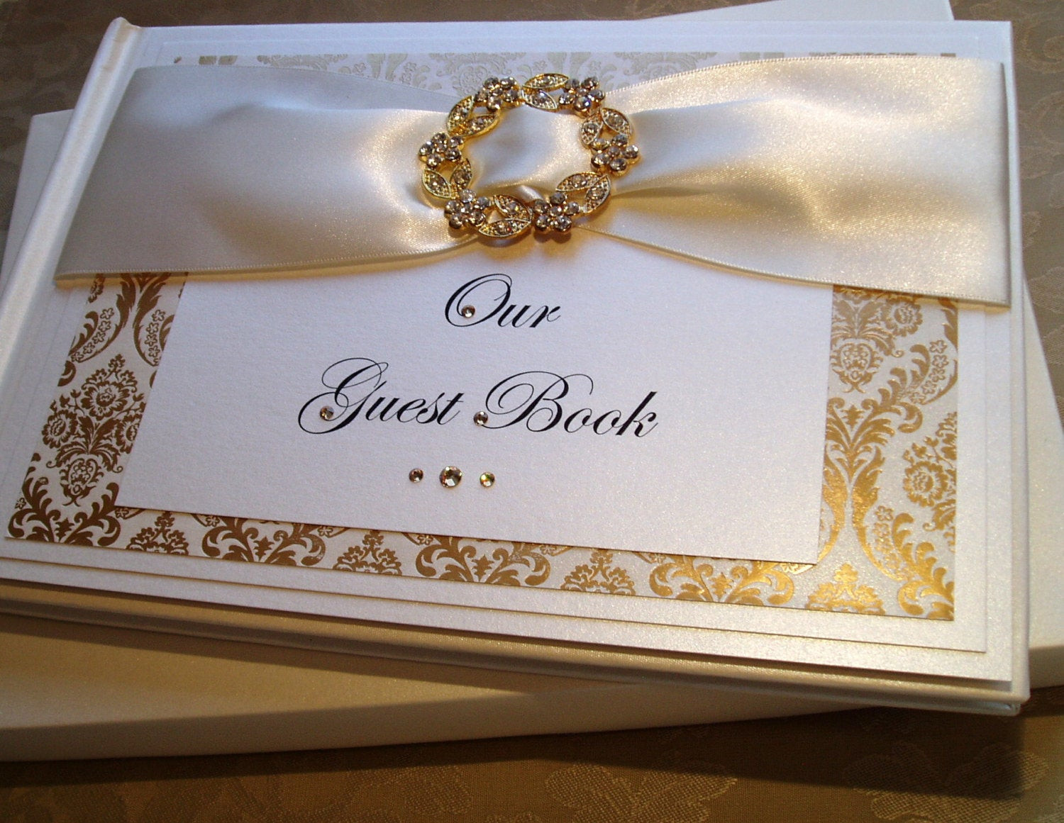 Gold Guest Book Wedding
 Luxury Gold and Ivory Personalised Wedding Guest Book