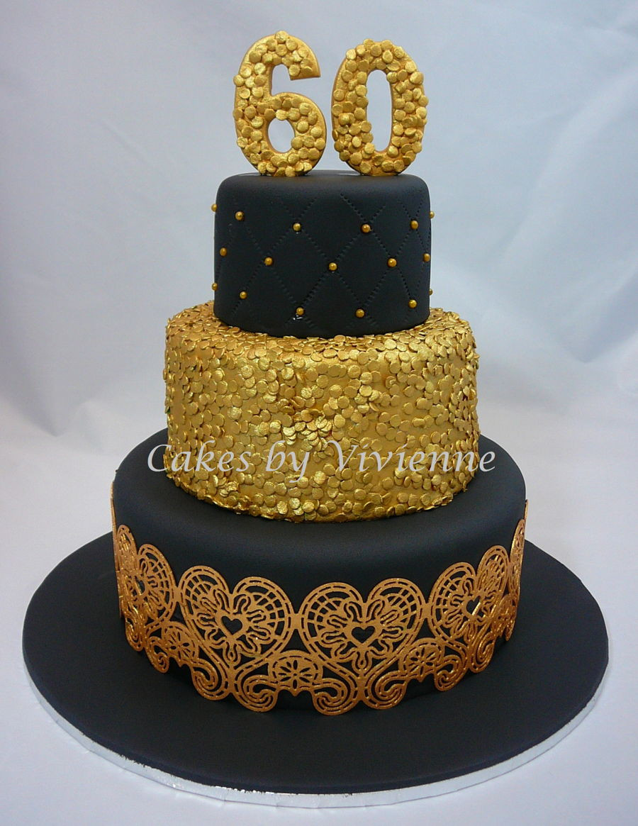 Golden Birthday Cake Ideas
 Black & Gold 60Th Birthday Cake CakeCentral