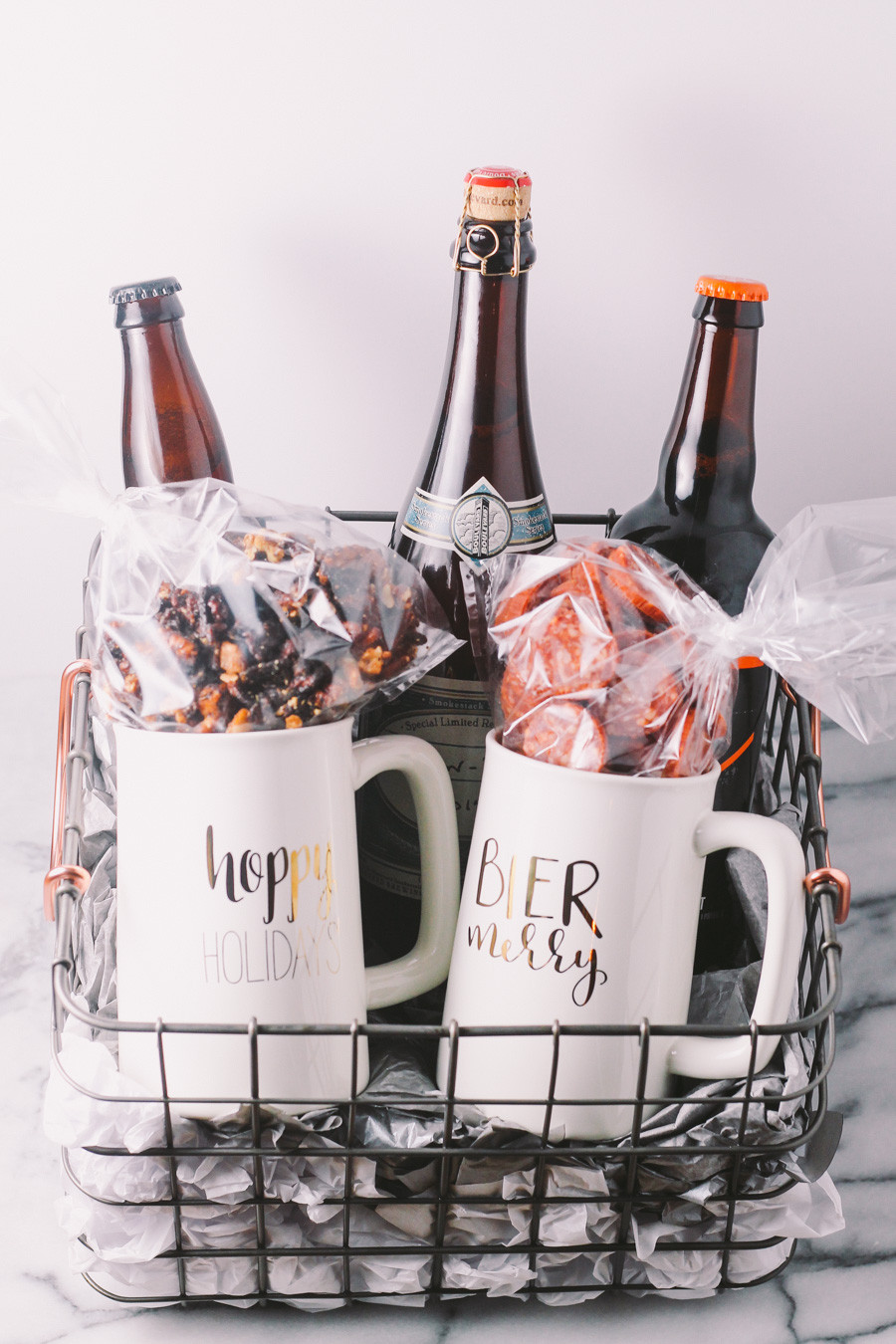 Good Gift Basket Ideas
 homemade holiday beer t basket plays well with butter