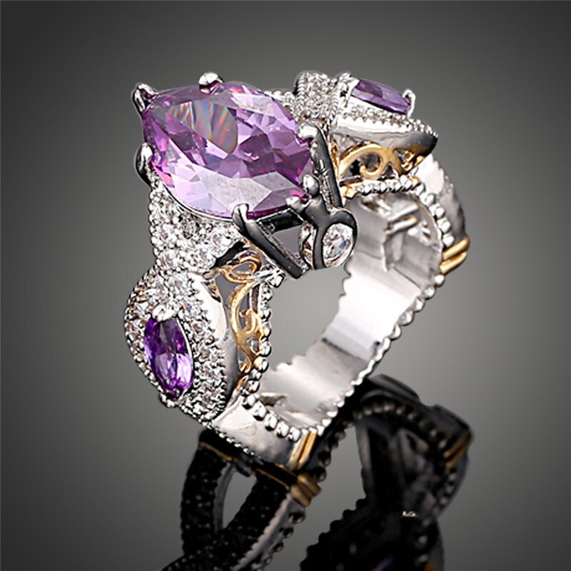 Gothic Wedding Bands
 2018 New Fashion Purple Crystal Classic Color Luxury