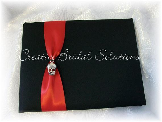 Gothic Wedding Guest Book
 Gothic Wedding Skull Black and Red Guest Book Romona Goth