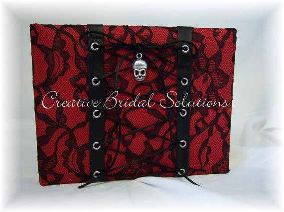 Gothic Wedding Guest Book
 Gothic Wedding Guest Book in Red and Black Lace up by