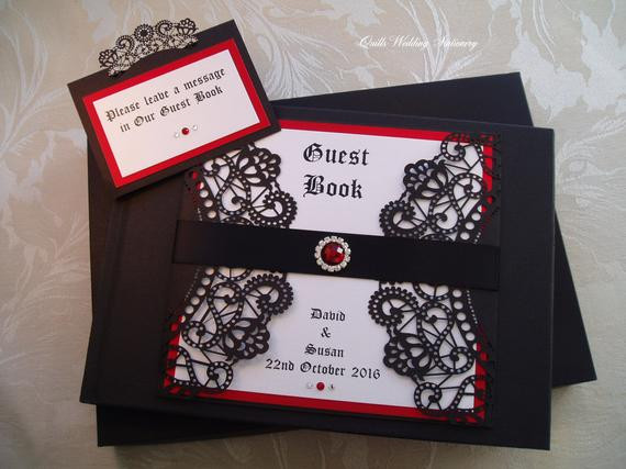 Gothic Wedding Guest Book
 Gothic Style Guest Book Wedding Guest Book Black and Red
