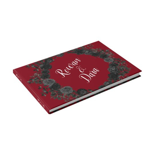 Gothic Wedding Guest Book
 Red and Black Rose Gothic Wedding Guest Book