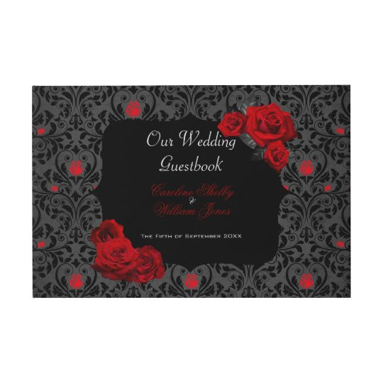Gothic Wedding Guest Book
 Gothic Rose Black and Red Wedding Invitation Guest Book
