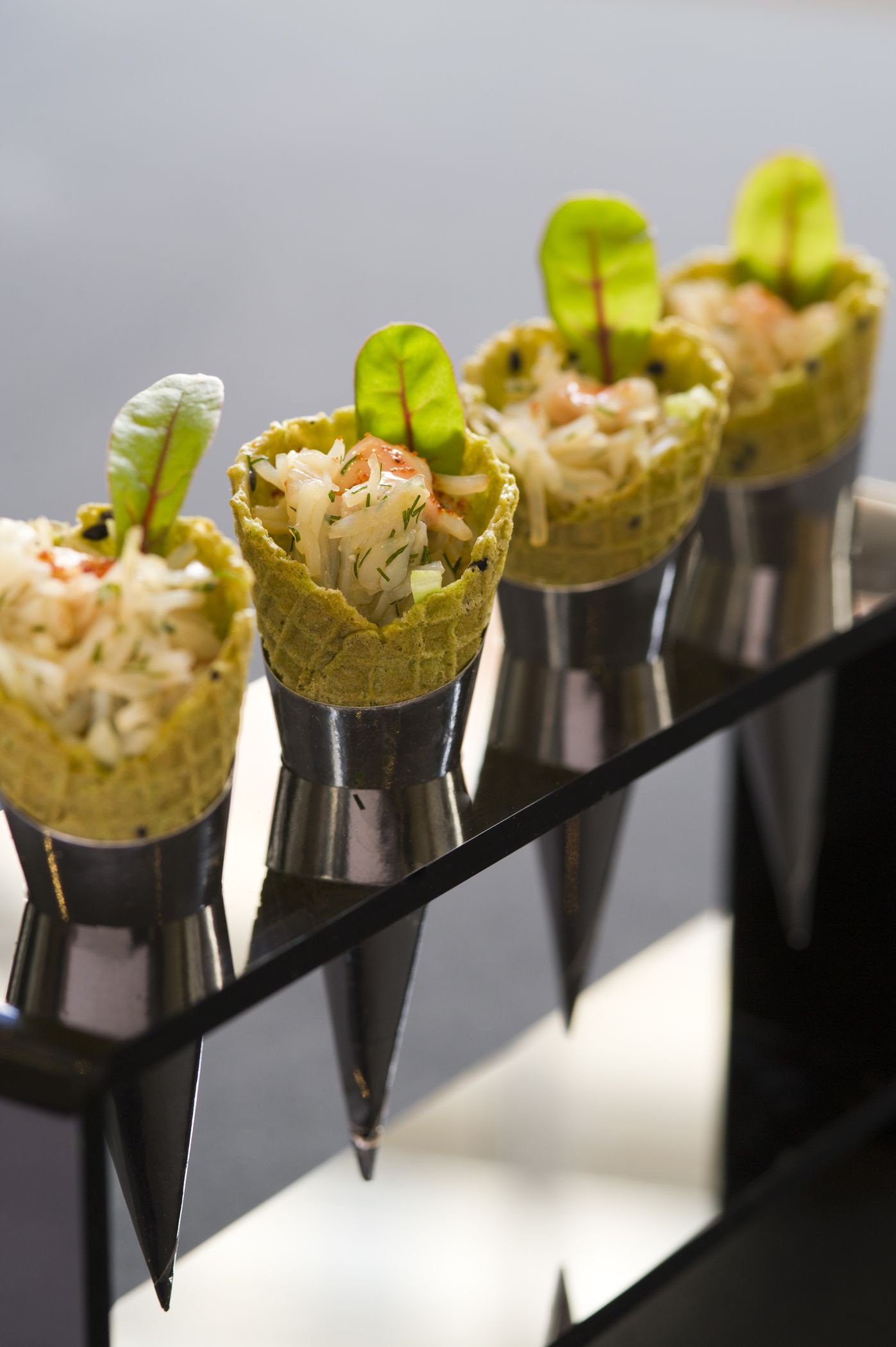 Gourmet Cold Appetizers
 Crab Cone Canape at 195 Piccadilly