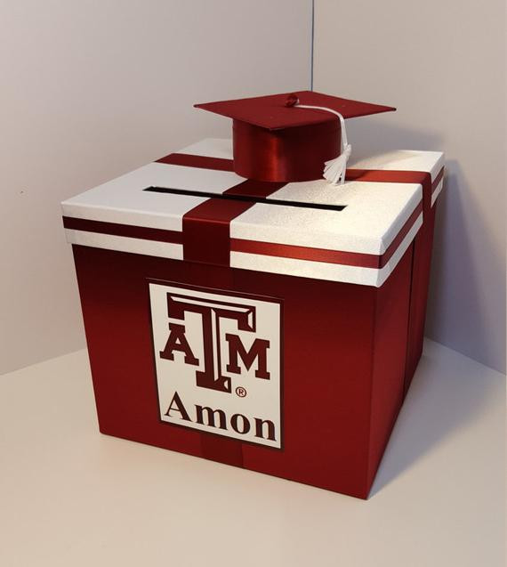 Graduation Gift Card Box Ideas
 Graduation Card Box Maroon and White Gift Card Box Money Box