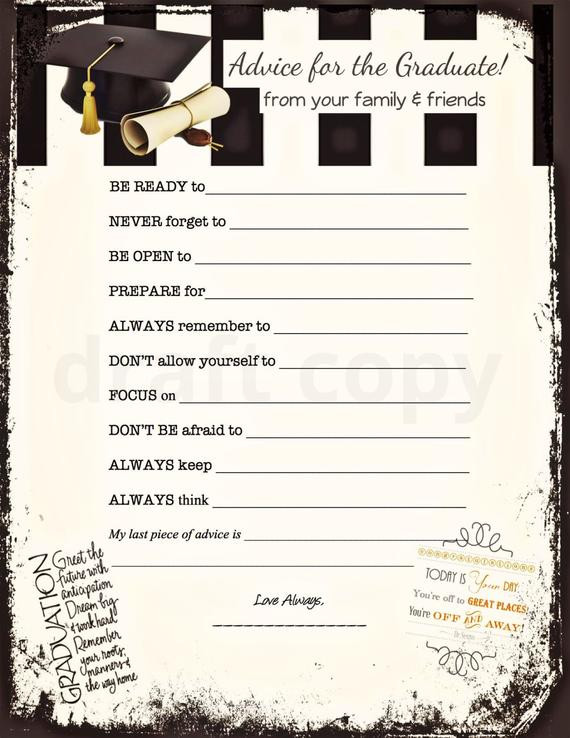 Graduation Party Advice Ideas
 Graduation Advice Cards Instant Download by 31Flavorsofdesign