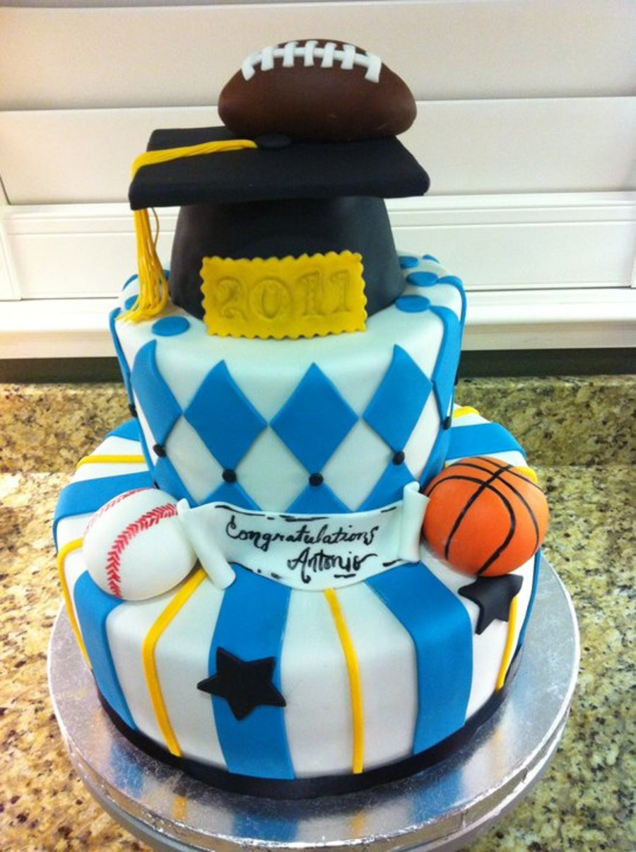 Graduation Party Cake Ideas
 Sports Themed Graduation Cake CakeCentral