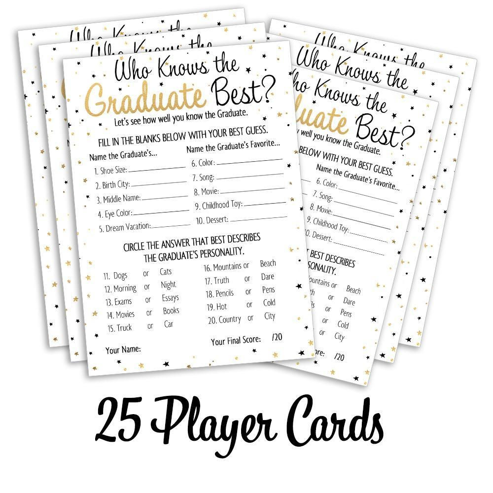 Graduation Party Game Ideas
 Who Knows the Graduate Best Graduation Party Game Cards