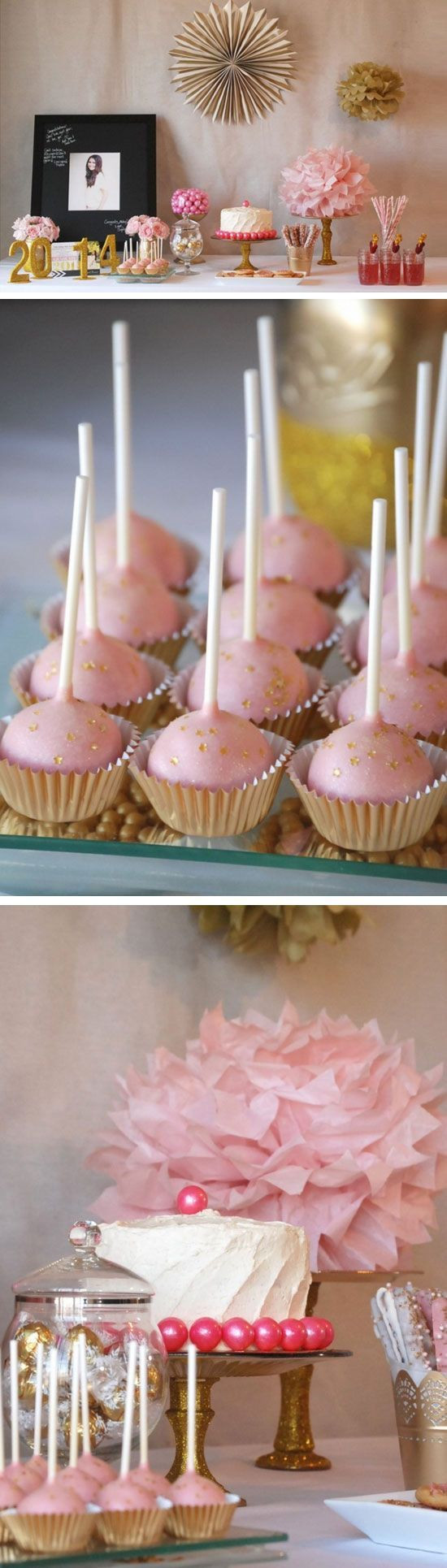 Graduation Party Ideas For Girl
 Pink Gold Theme