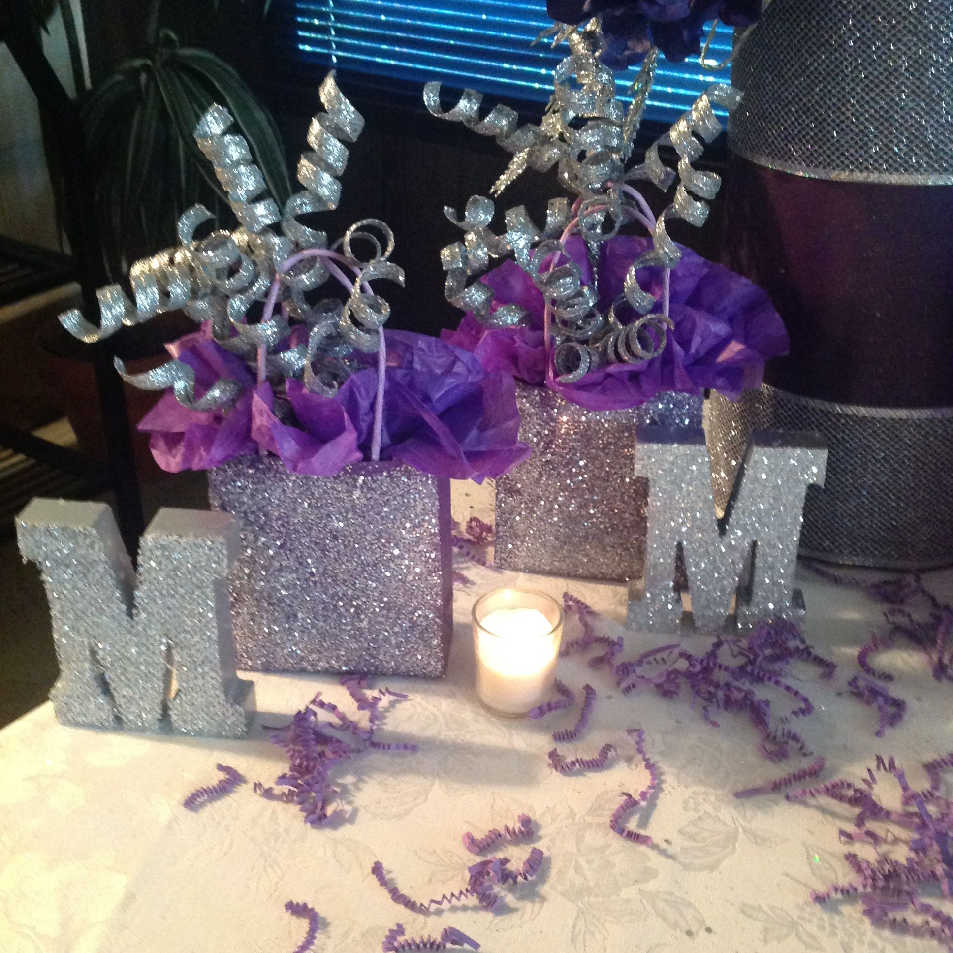 Graduation Party Ideas Purple
 Sweet sixteen purple party decorations Made these from