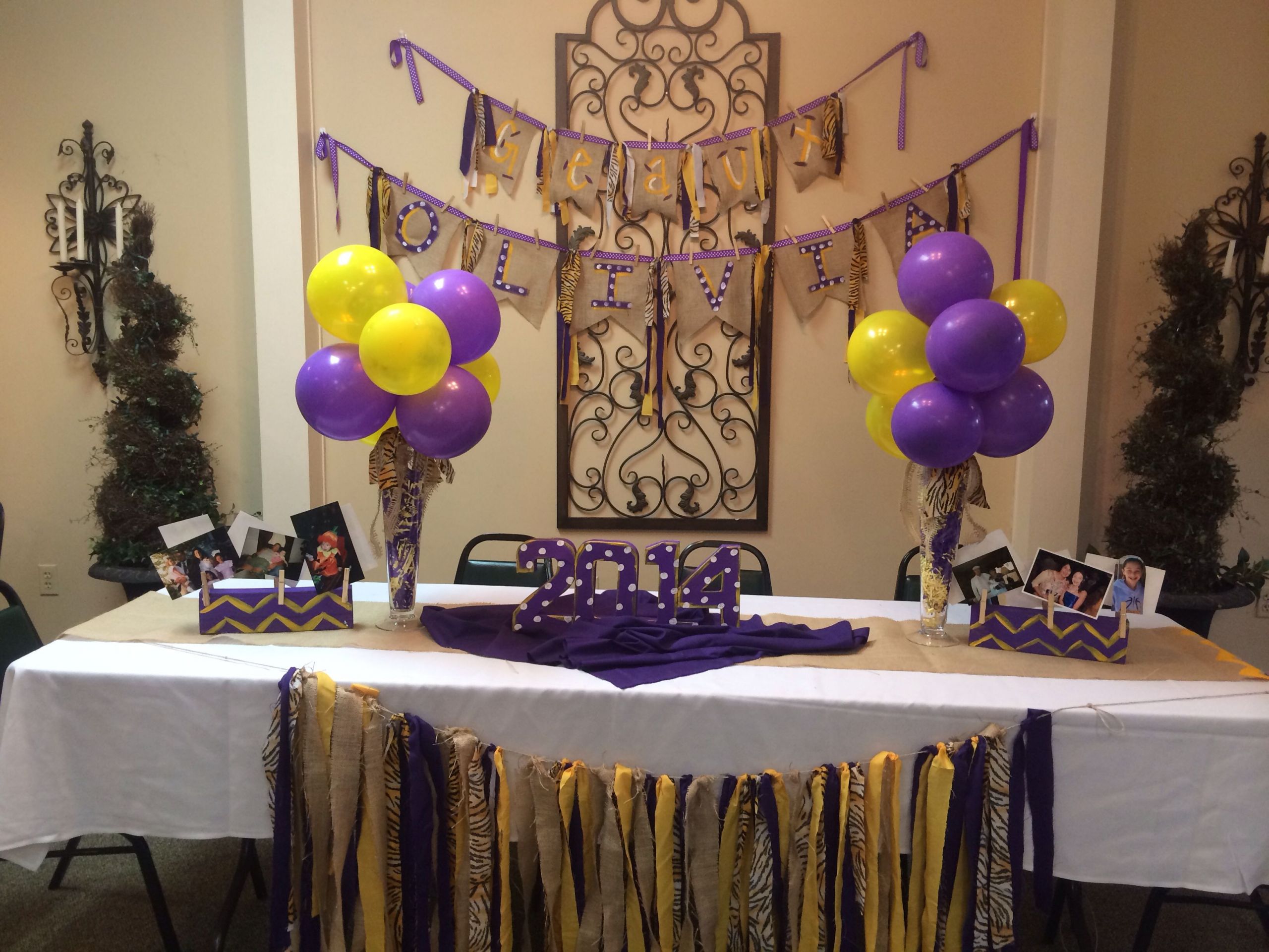 Graduation Party Ideas Purple
 Olivia s LSU table and decor for her graduation party