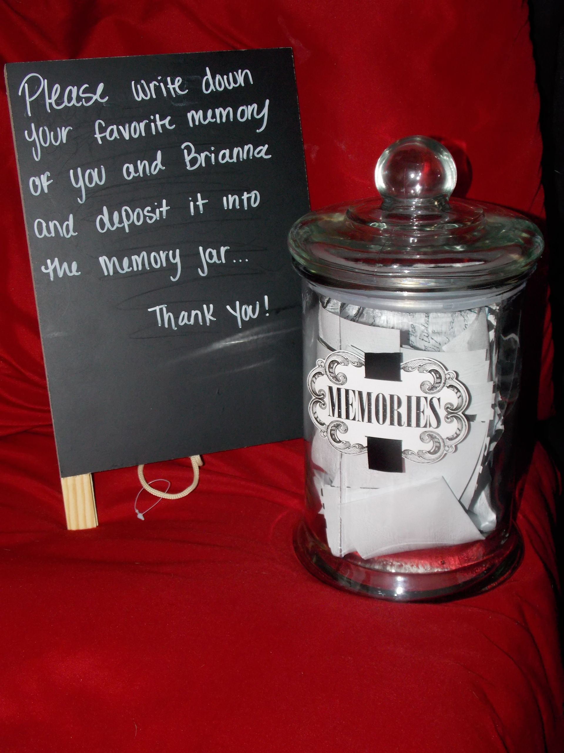 Graduation Party Memory Ideas
 "The Memory Jar" My mom made for my graduation party