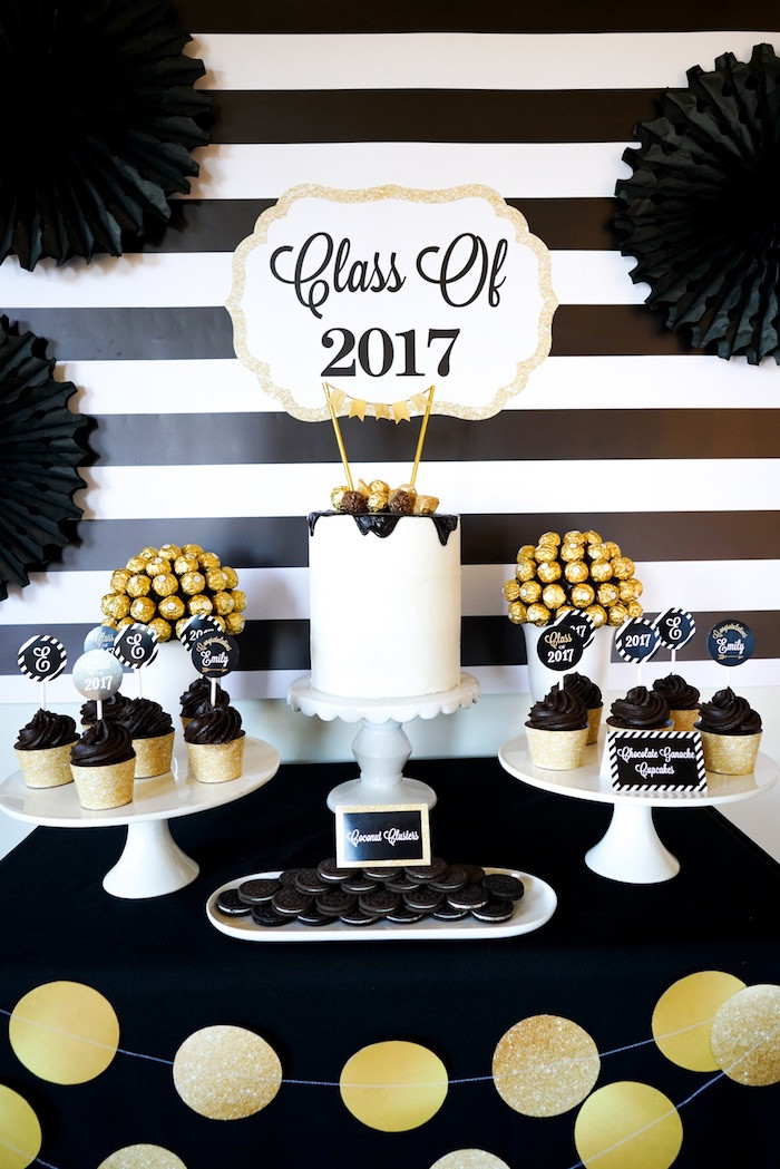 Graduation Party Theme Ideas
 Kara s Party Ideas "Be Bold" Black & Gold Graduation Party