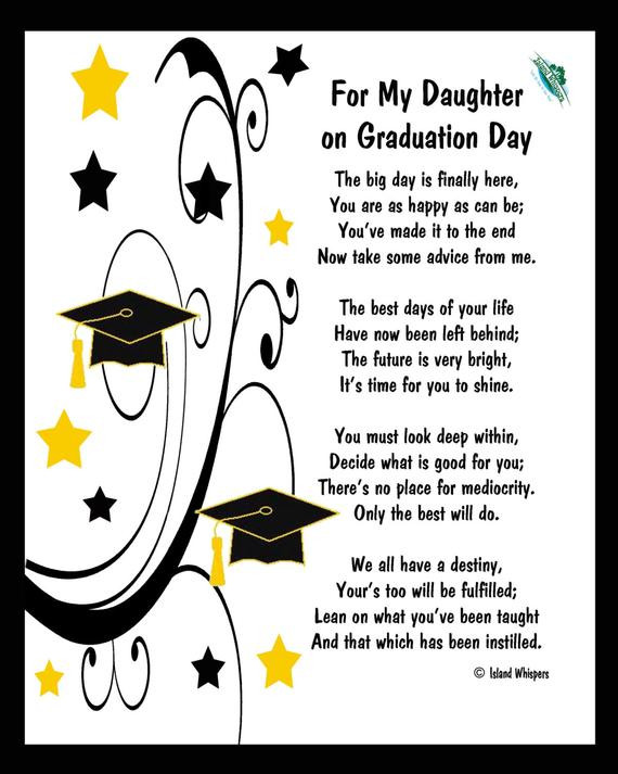 Graduation Quotes For Daughter From Mother
 Items similar to For My Daughter on Graduation Day Poem